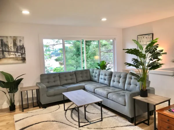 A living room with couches and tables in it